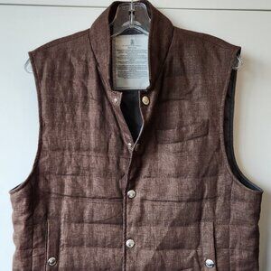 Excellent Used Condition BRUNELLO CUCINELLI Quilted Vest Linen Size Medium Mens